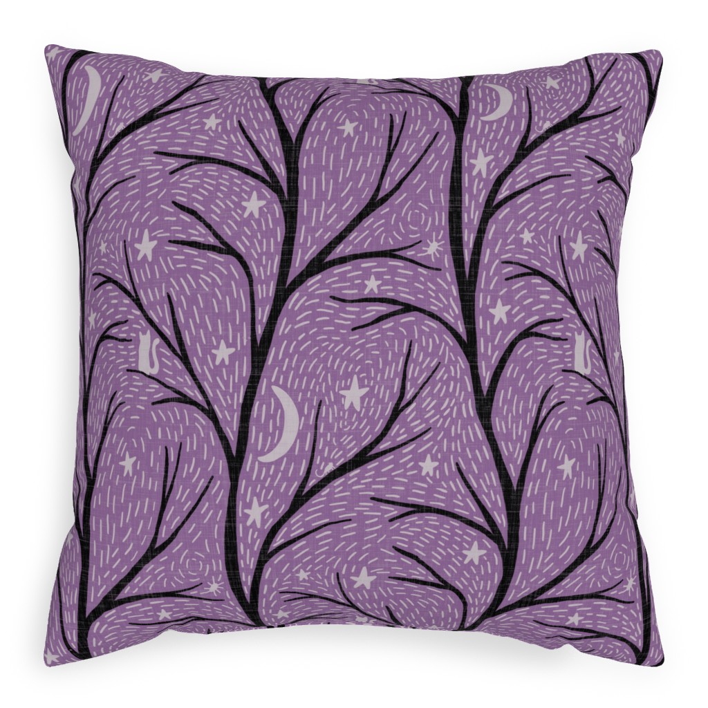 Spooky Night - Purple Pillow, Woven, Black, 20x20, Single Sided, Purple