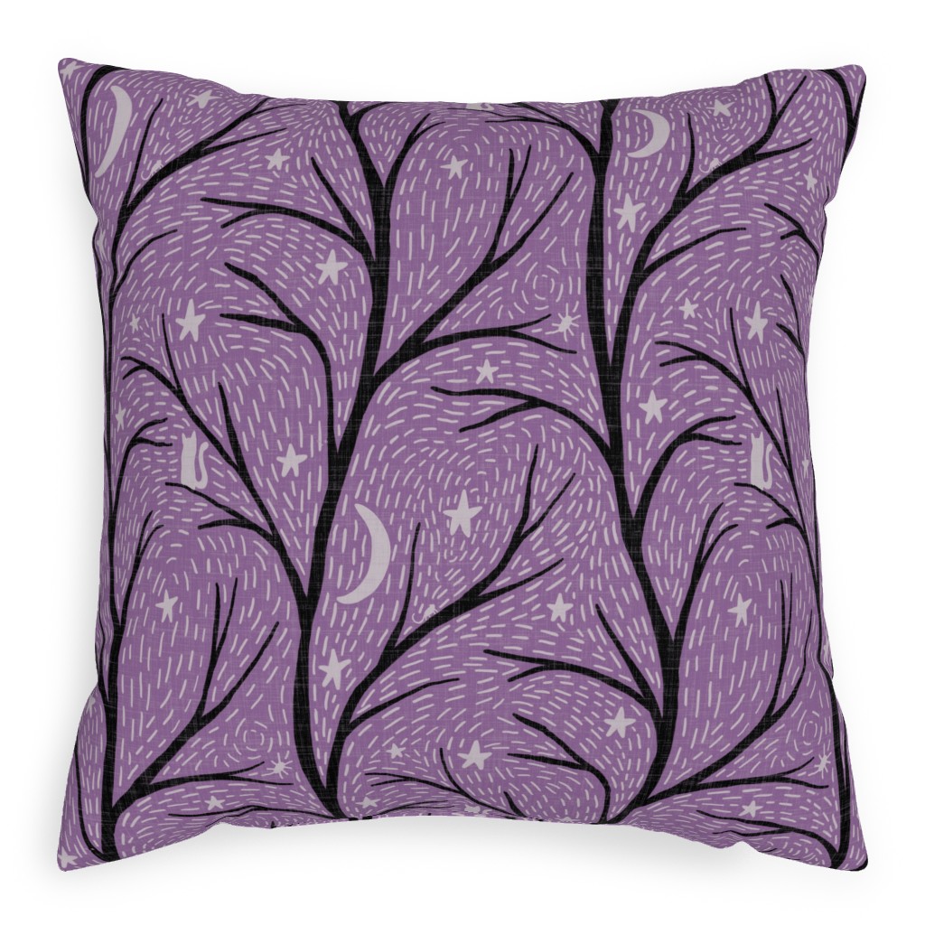 Spooky Night - Purple Pillow, Woven, Black, 20x20, Single Sided, Purple, Purple