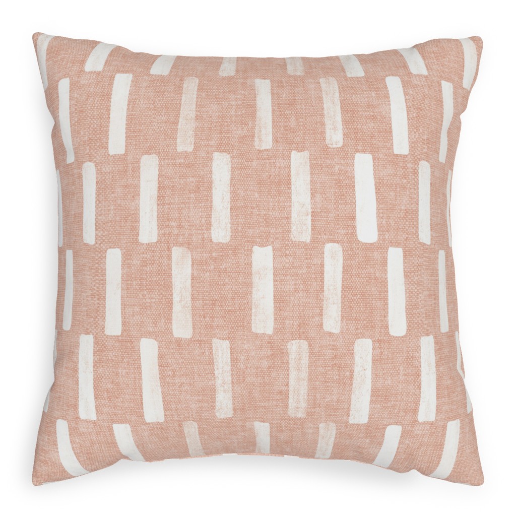 Boho Dash Block Print - Dusty Pink Pillow, Woven, Black, 20x20, Single Sided, Pink, Bright Pink