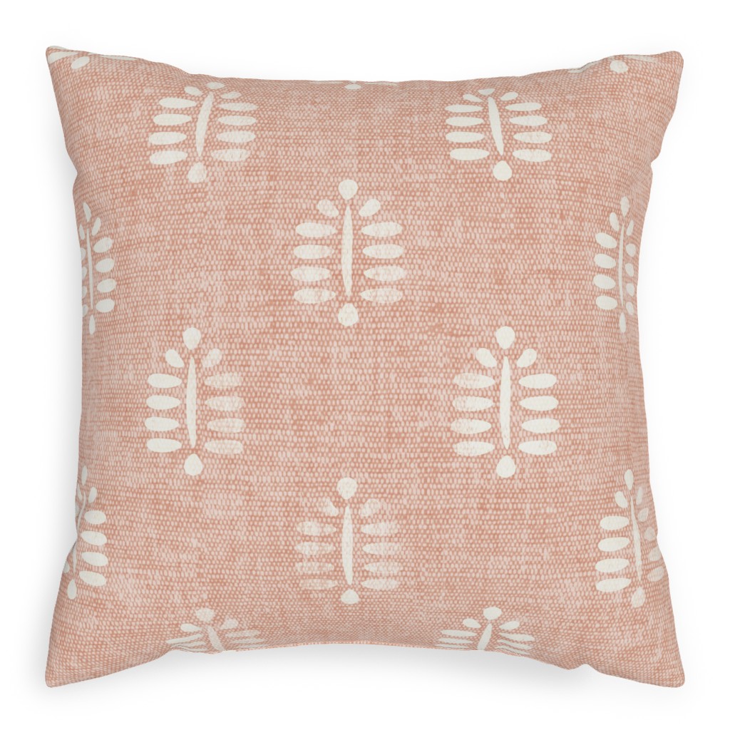 Block Print Fern - Dusty Pink Pillow, Woven, Black, 20x20, Single Sided, Pink