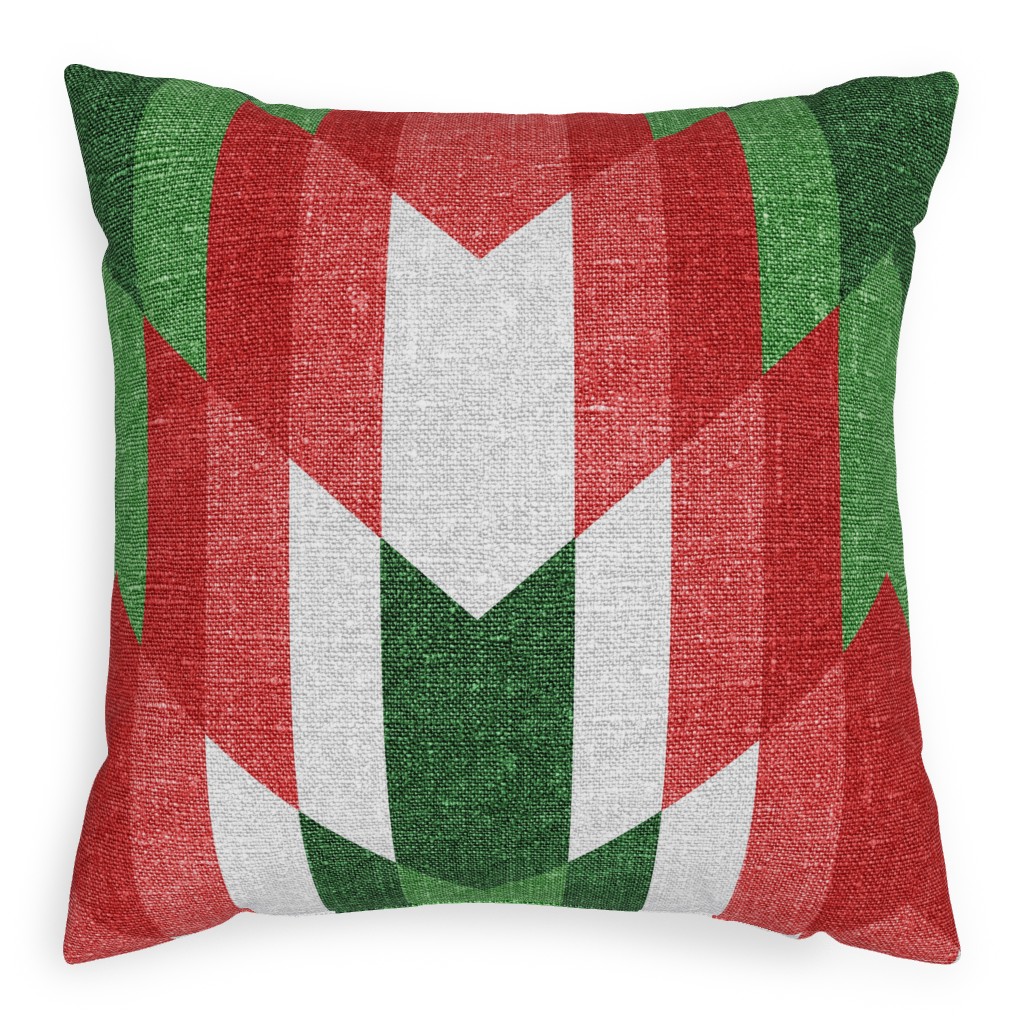 Christmas Cheer - Red, White and Green Pillow, Woven, Black, 20x20, Single Sided, Multicolor
