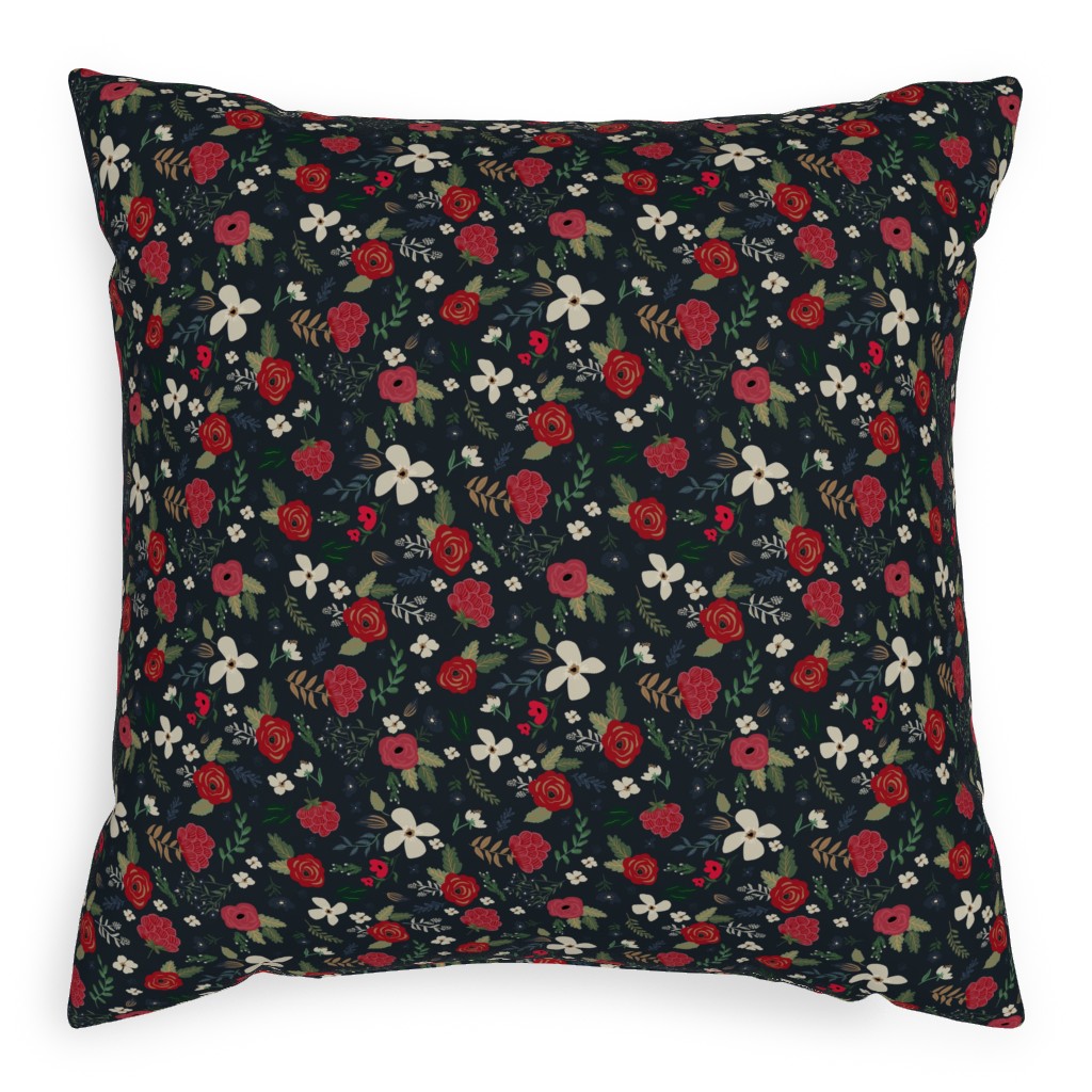 Fancy Winter - Navy Background Pillow, Woven, Black, 20x20, Single Sided, Black, Black