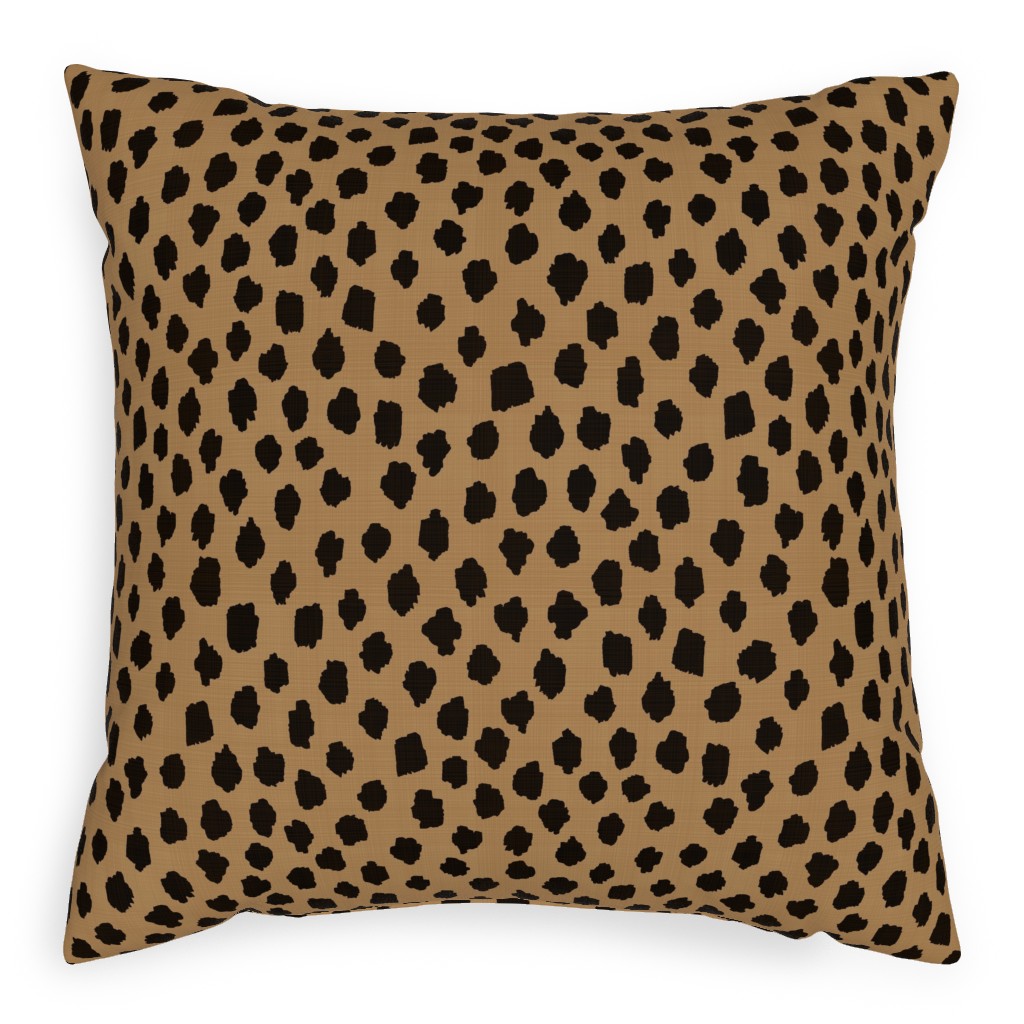 Cheetah Spots - Brown Pillow, Woven, Black, 20x20, Single Sided, Brown