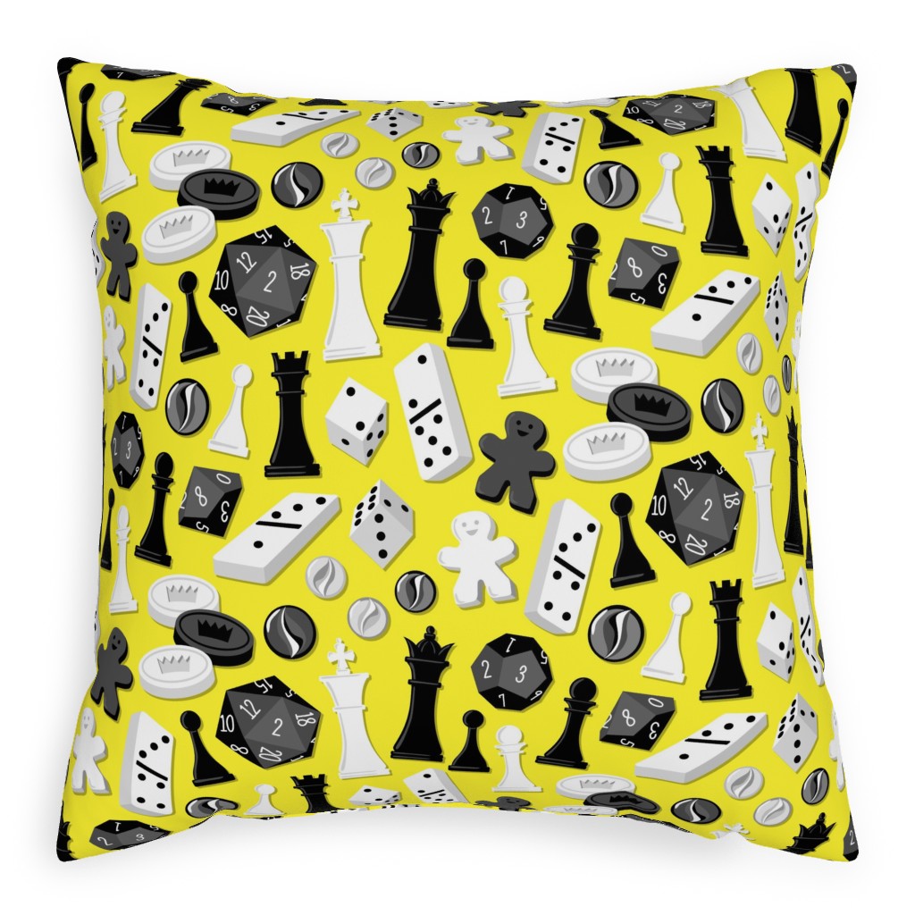Game on Pillow, Woven, Black, 20x20, Single Sided, Yellow, Sunshine