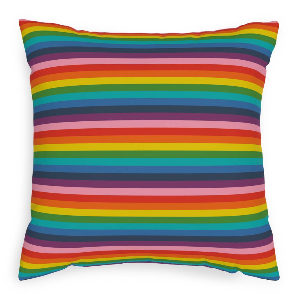 Colorful Live - Rainbow Stripe Pillow, Woven, Black, 20x20, Single Sided, Multicolor