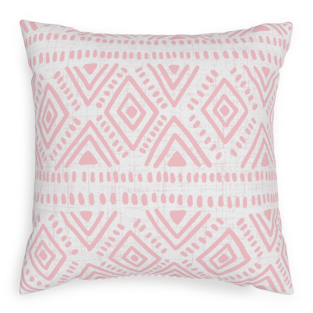 Abstract Diamond Pillow, Woven, Black, 20x20, Single Sided, Pink, Pearl