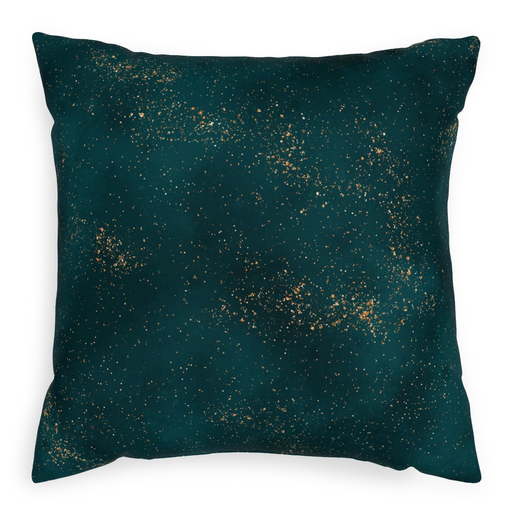 Stardust - Green Pillow, Woven, Black, 20x20, Single Sided, Green
