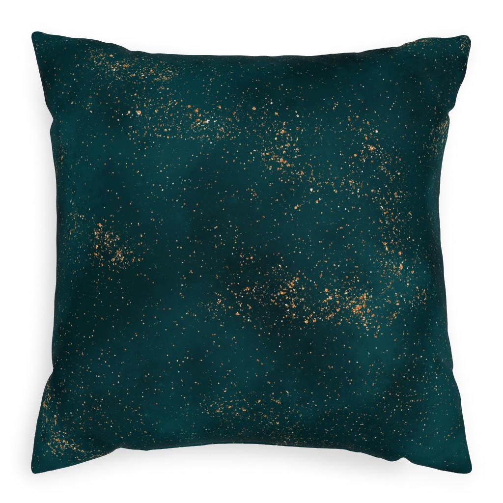 Stardust - Green Pillow, Woven, Black, 20x20, Single Sided, Green, Classic Green
