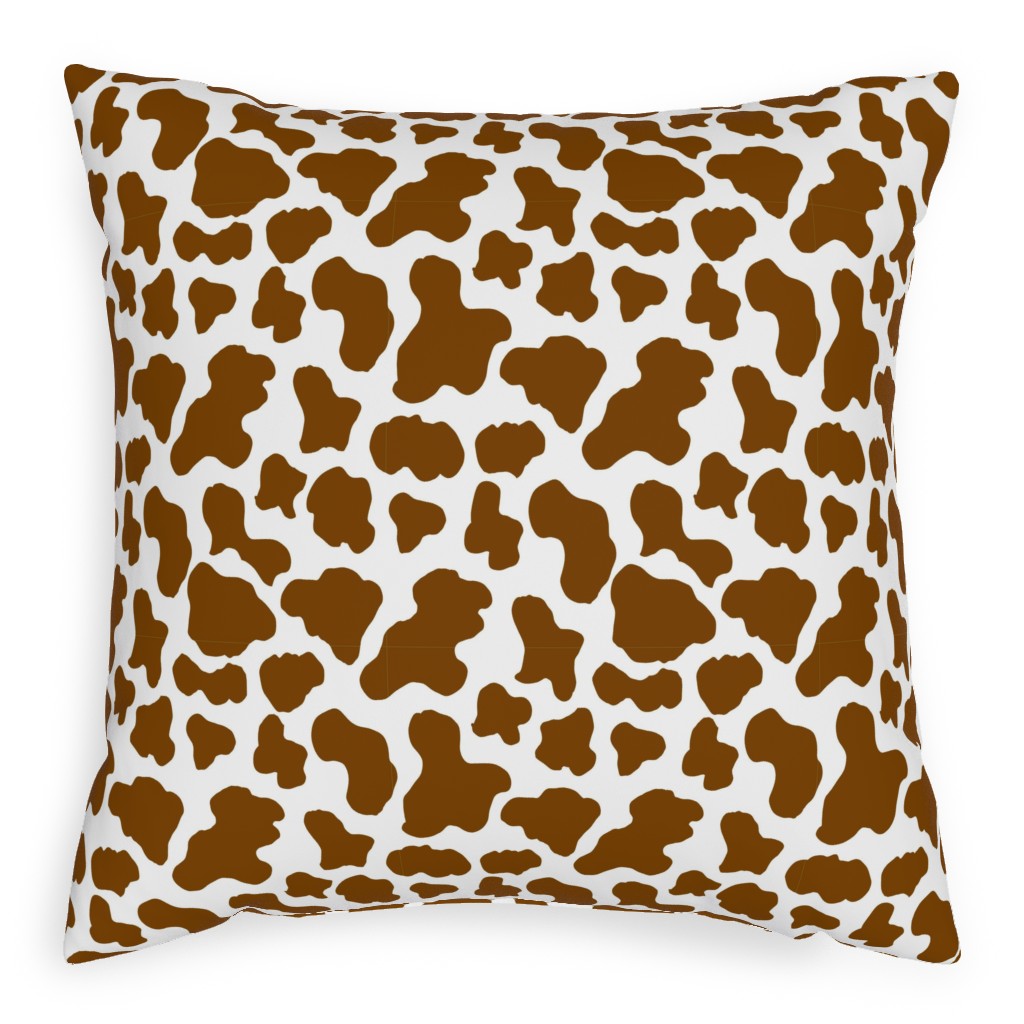 Cow Print Pillow, Woven, Black, 20x20, Single Sided, Brown, Deep Chocolate
