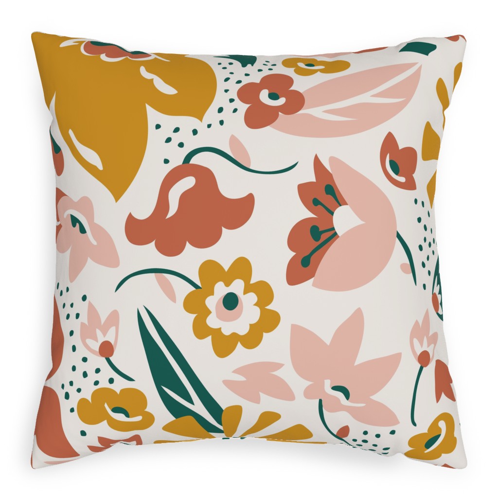 Betty Modern Floral - Pink Pillow, Woven, Black, 20x20, Single Sided, Multicolor