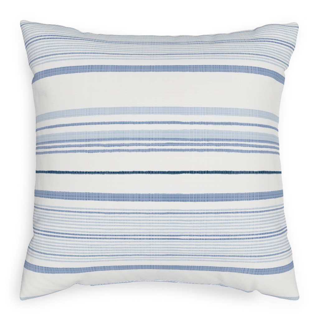 Double Anderson Stripe - Blue Pillow, Woven, Black, 20x20, Single Sided, Blue
