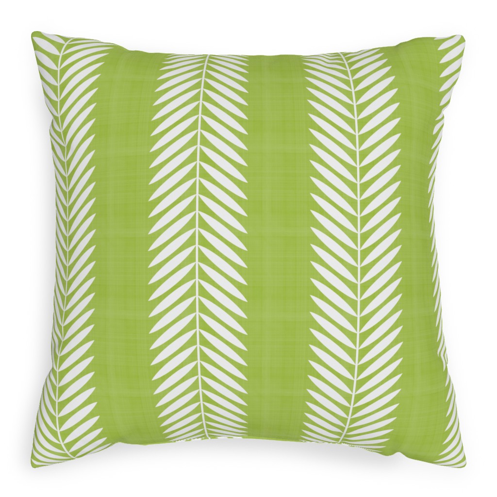 Laurel Leaf Stripe Pillow, Woven, Black, 20x20, Single Sided, Green