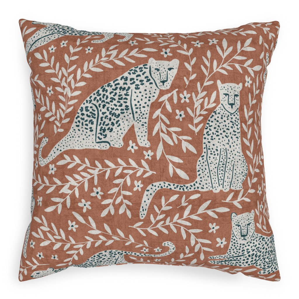 Jungle Cat - Redwood Pillow, Woven, Black, 20x20, Single Sided, Brown
