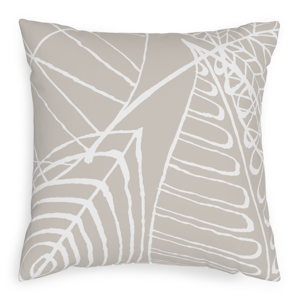 Leaves - Greige Pillow, Woven, Black, 20x20, Single Sided, Beige