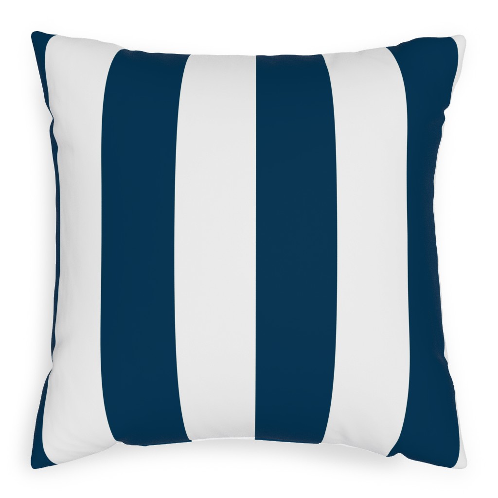 Cabana Stripe - Navy and White Pillow, Woven, Black, 20x20, Single Sided, Blue, True Blue