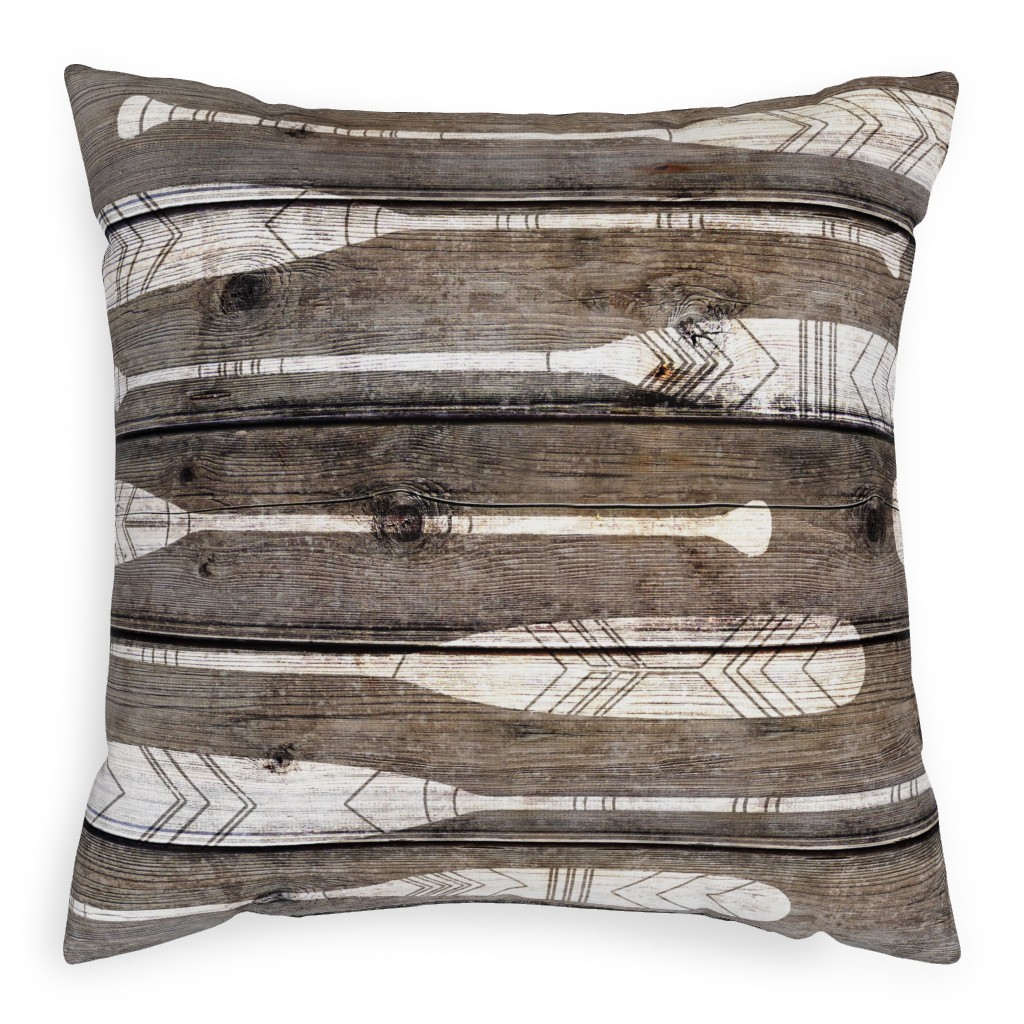 Oars on Barnwood - Neutral Pillow, Woven, Black, 20x20, Single Sided, Brown, Brown