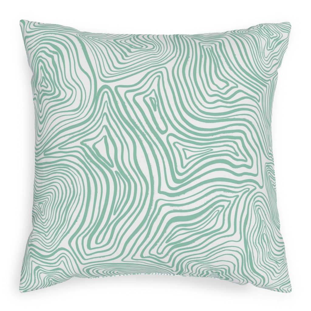 Abstract Wavy Lines - Green Pillow, Woven, Black, 20x20, Single Sided, Green, Classic Green