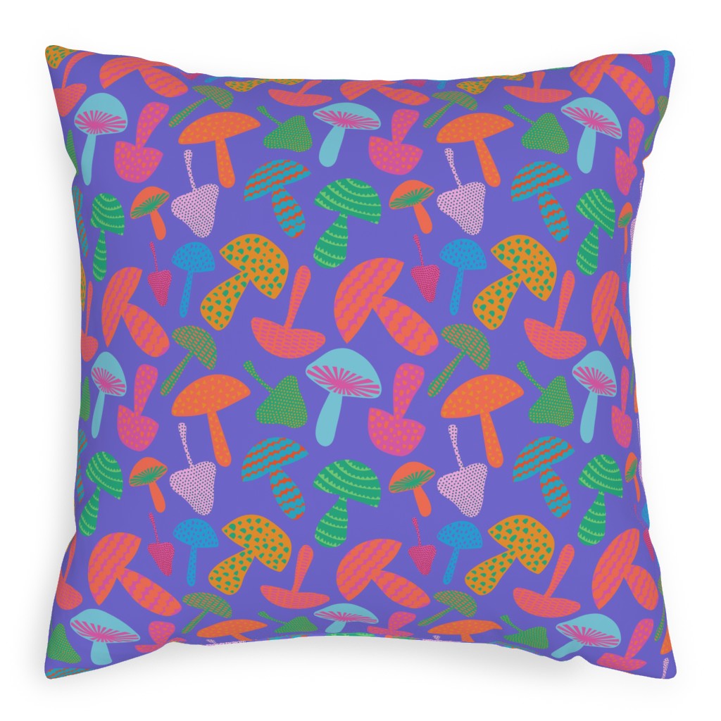 Mushroom Tossed - Bold Pillow, Woven, Black, 20x20, Single Sided, Purple