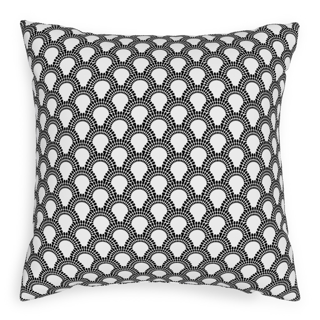 Scallops - Black and White Pillow, Woven, Black, 20x20, Single Sided, Black