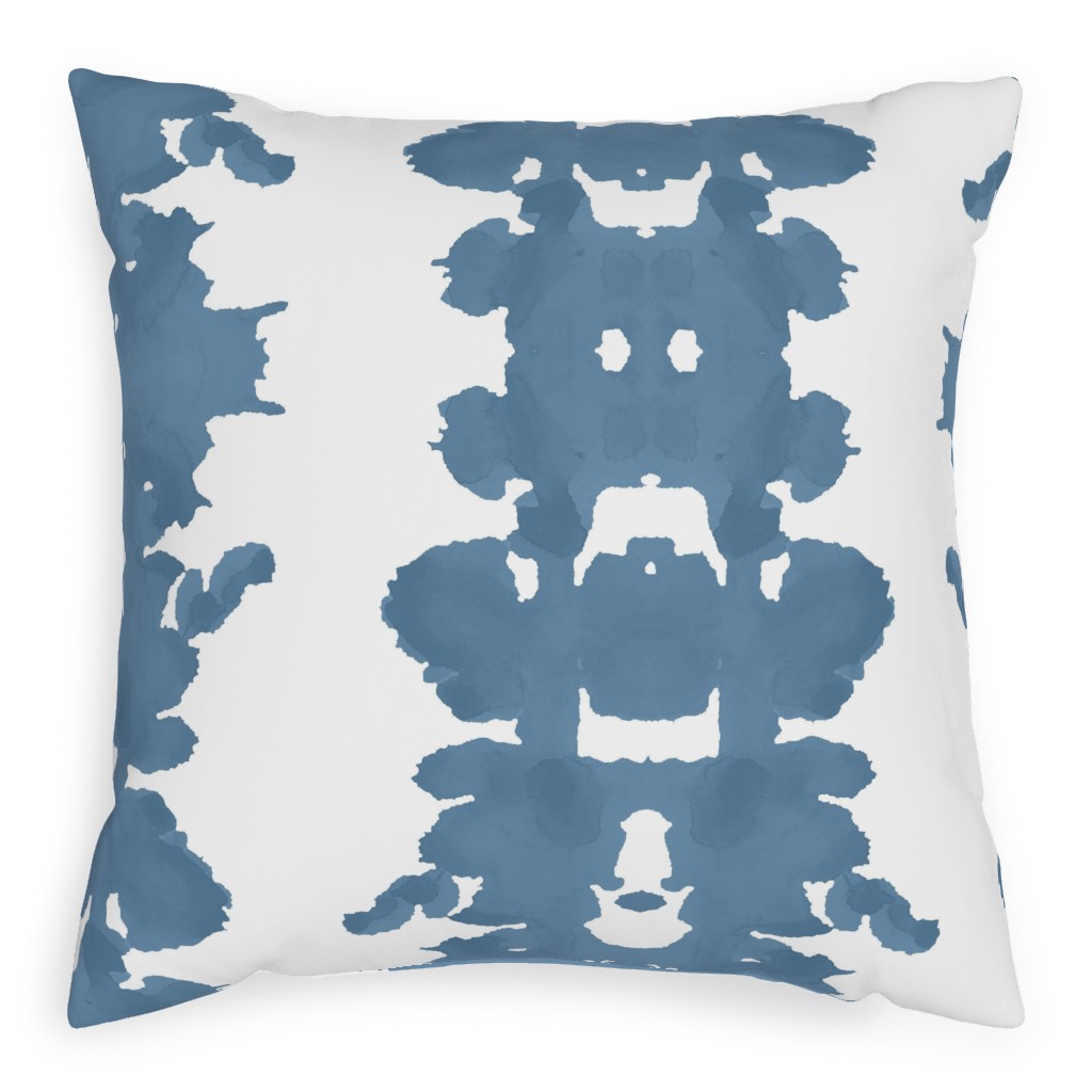 Double Inkblot - Blue Pillow, Woven, Black, 20x20, Single Sided, Blue, True Blue