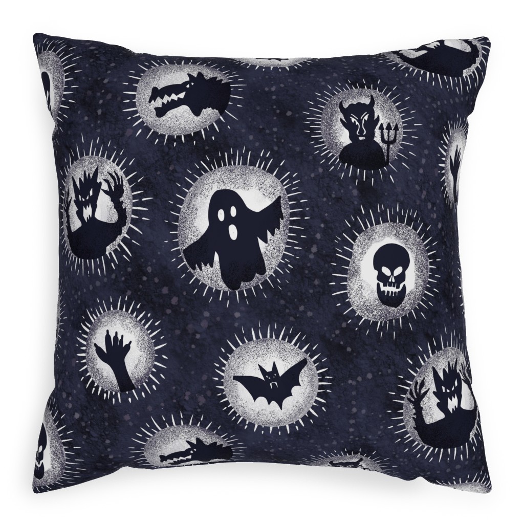 Are You Scared Yet? - Gray Pillow, Woven, Black, 20x20, Single Sided, Black
