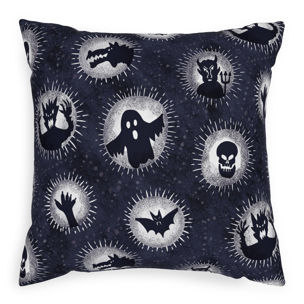 Are You Scared Yet - Gray Pillow, Woven, Black, 20x20, Single Sided, Black