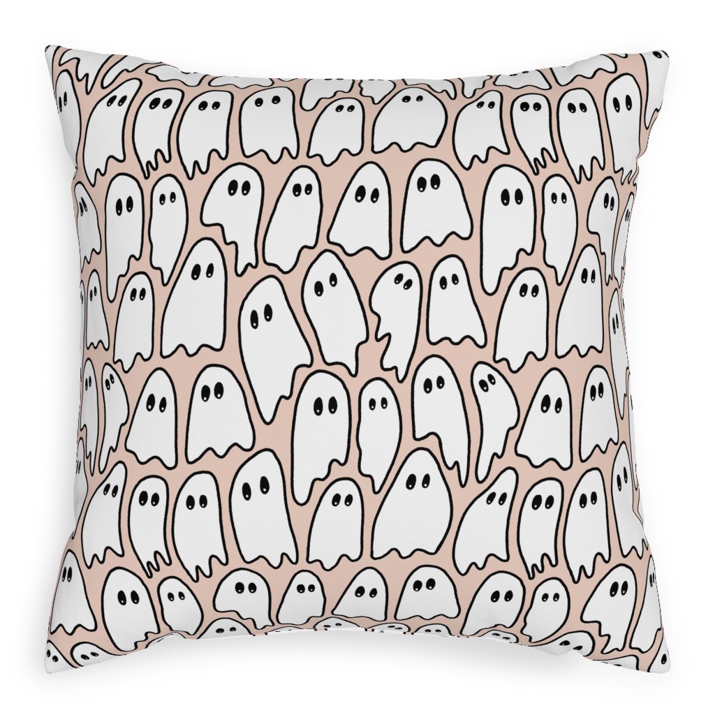 Ghosted Ghosts Pillow, Woven, Black, 20x20, Single Sided, Pink, Ballet Slipper