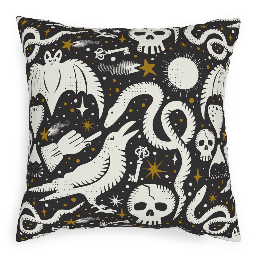 Mysteria - Black Pillow, Woven, Black, 20x20, Single Sided, Black, Black