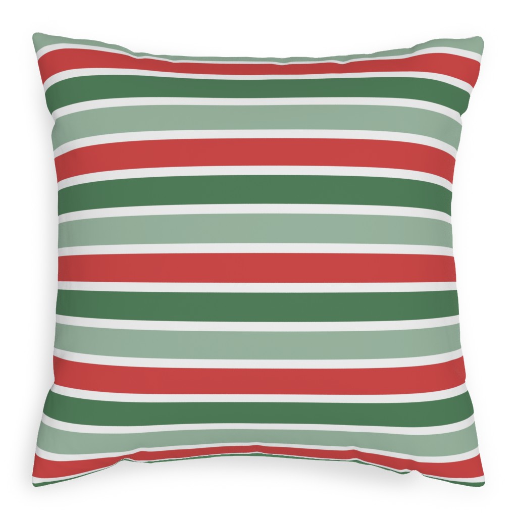 Christmas Cozy Stripe - Red and Green Pillow, Woven, Black, 20x20, Single Sided, Multicolor