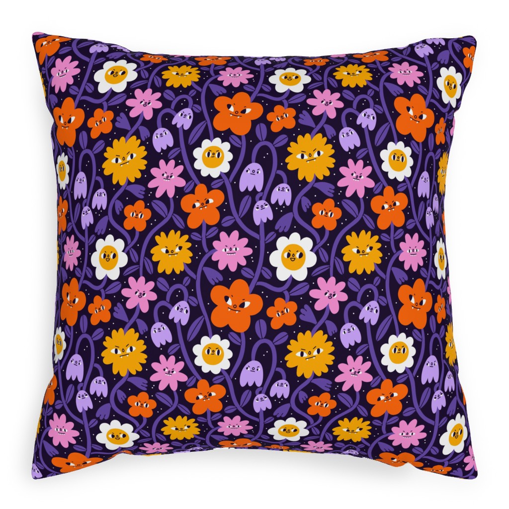 Extremely Wicked, Evil and Vile Halloween Garden - Purple Pillow, Woven, Black, 20x20, Single Sided, Purple, Purple