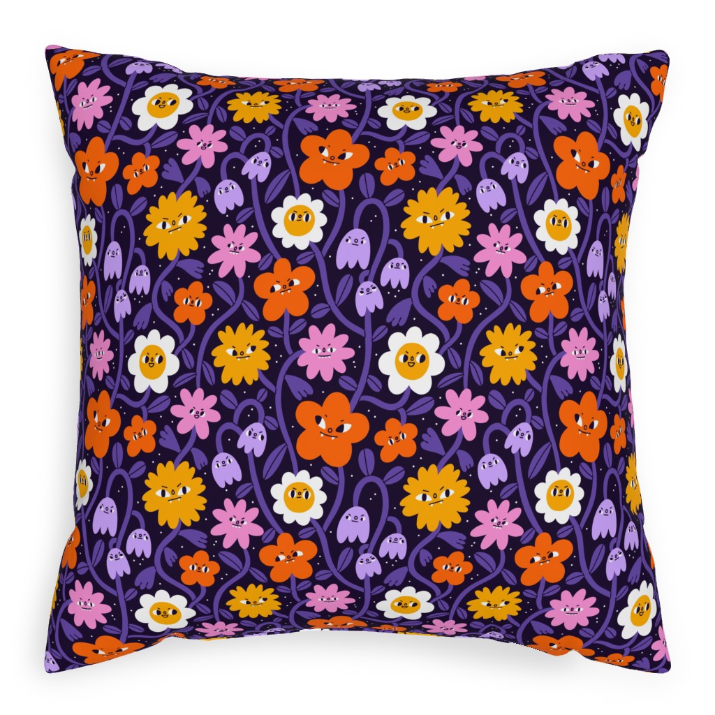 Extremely Wicked, Evil and Vile Halloween Garden - Purple Pillow, Woven, Black, 20x20, Single Sided, Purple