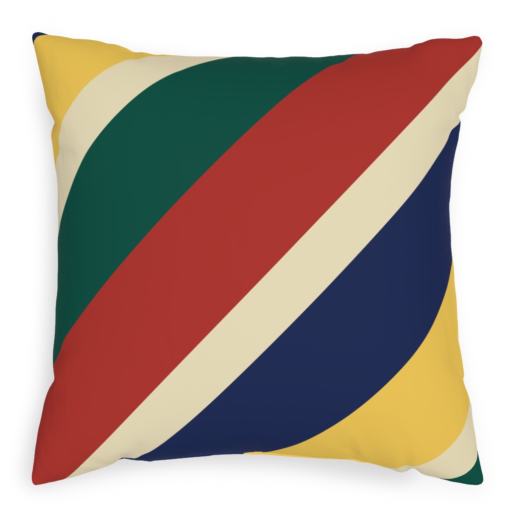 Camping Stripe Diagonal - Multi Pillow, Woven, Black, 20x20, Single Sided, Multicolor