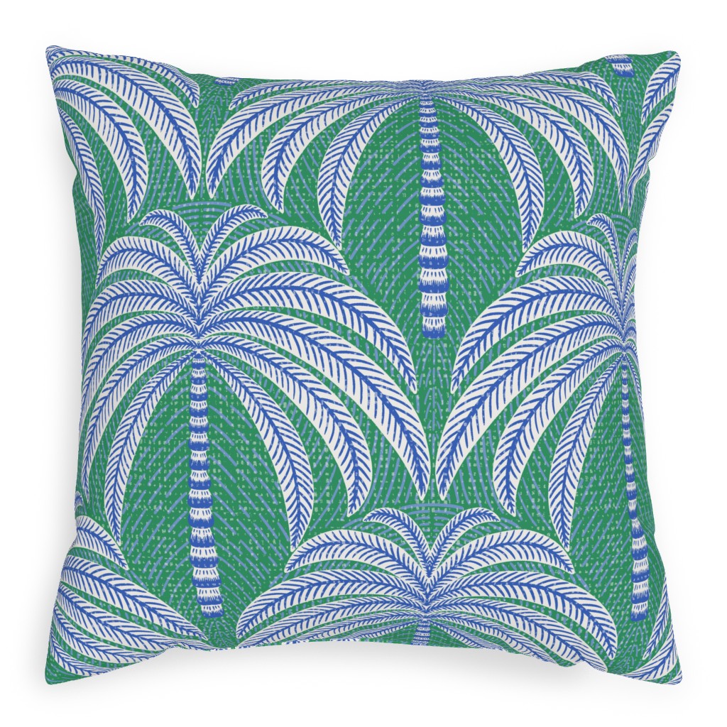 Palm Springs Palm Trees - Green Pillow, Woven, Black, 20x20, Single Sided, Green