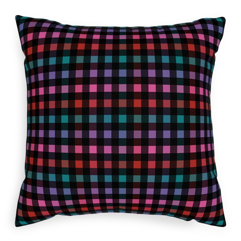 Picnic Plaid Pillow, Woven, Black, 20x20, Single Sided, Multicolor