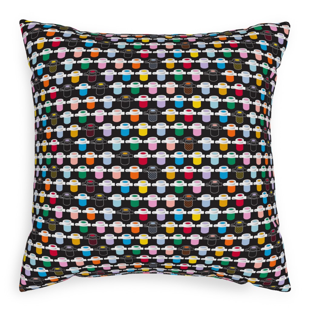 Paint Pots Pillow, Woven, Black, 20x20, Single Sided, Black, Black