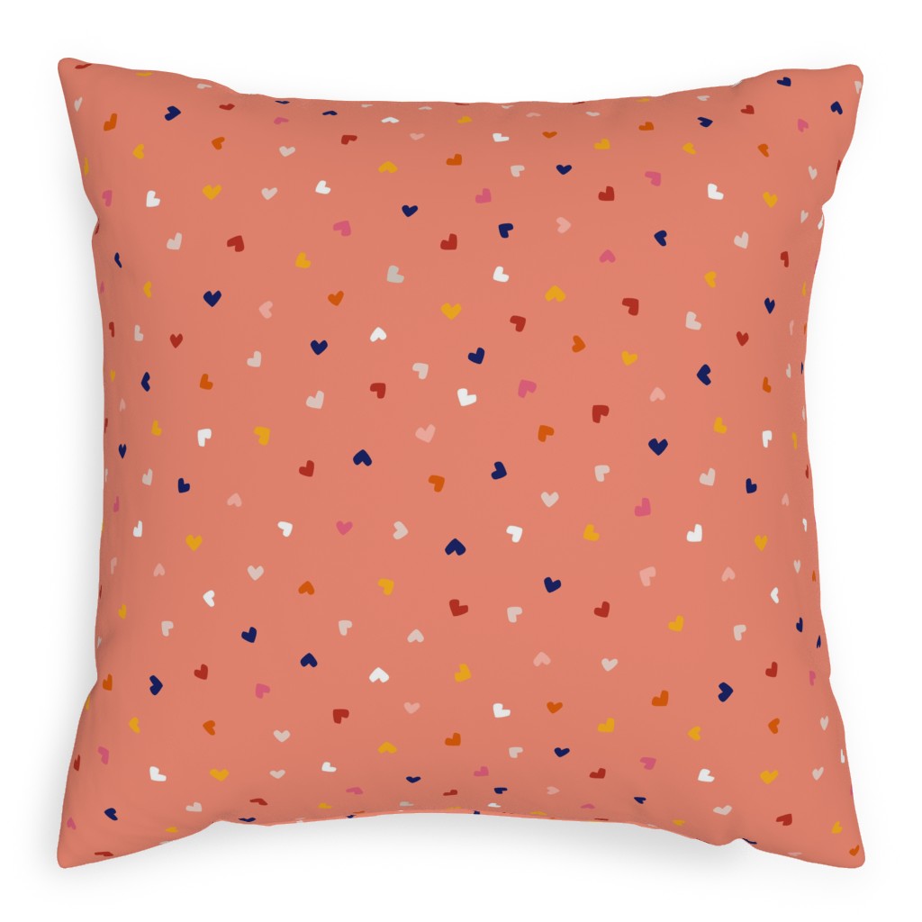 Heart Sprinkles - Pink Pillow, Woven, Black, 20x20, Single Sided, Pink