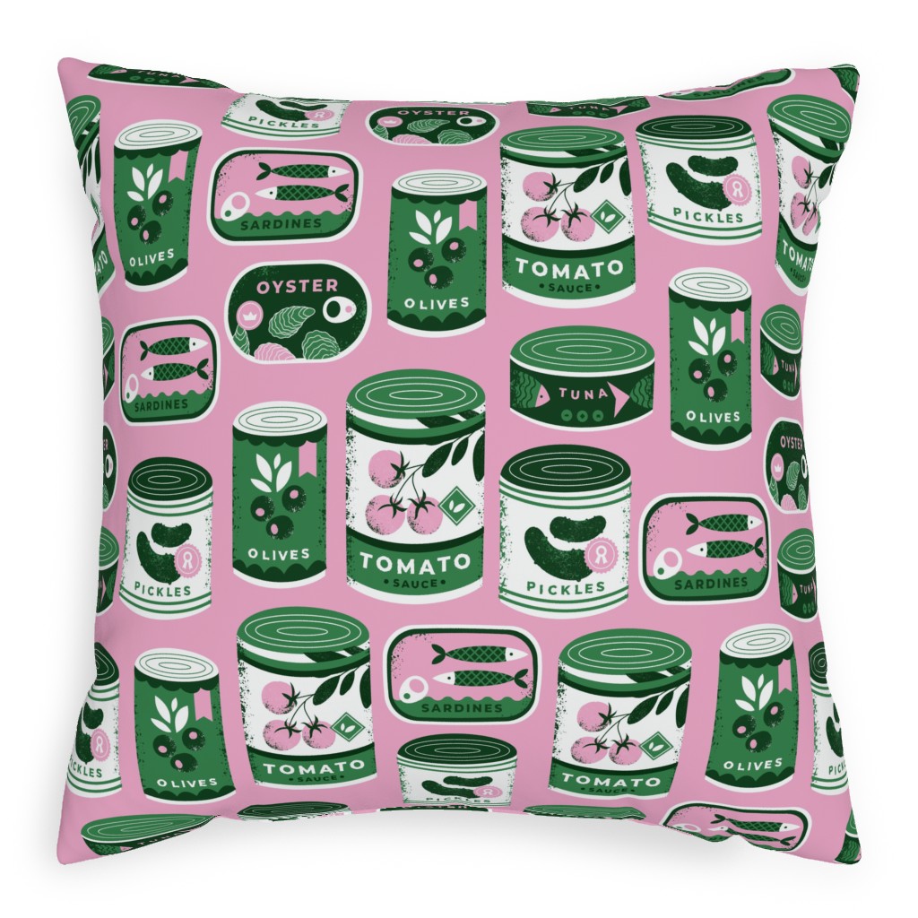 Canned Goods Pillow, Woven, Black, 20x20, Single Sided, Pink, Peony