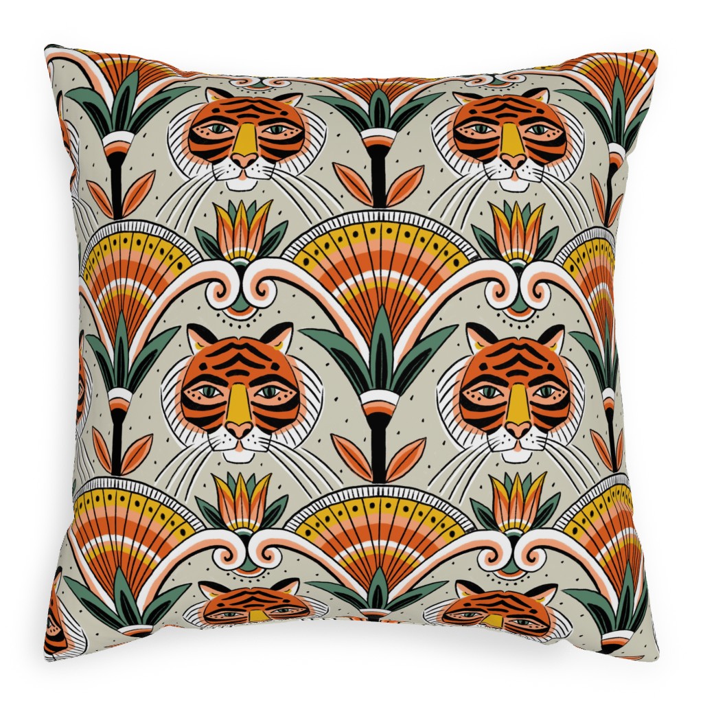 Egypt Tigers - Multi Pillow, Woven, Black, 20x20, Single Sided, Multicolor
