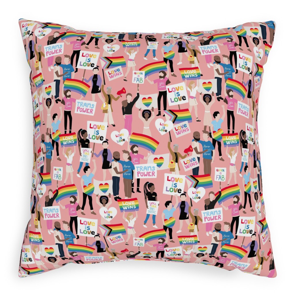Pride Lgbtq Rainbow Flag Pillow, Woven, Black, 20x20, Single Sided, Multicolor, Princess