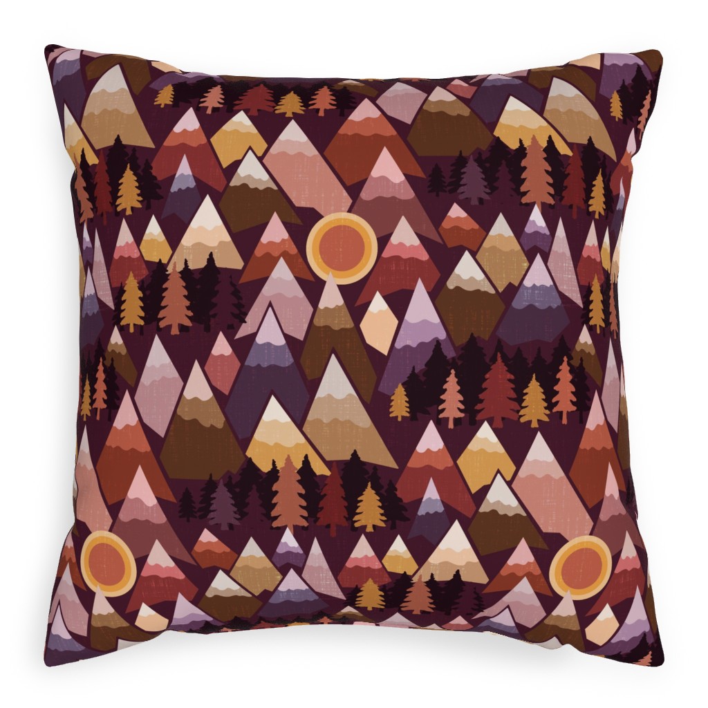 the Mountains Are Calling Pillow, Woven, Black, 20x20, Single Sided, Red