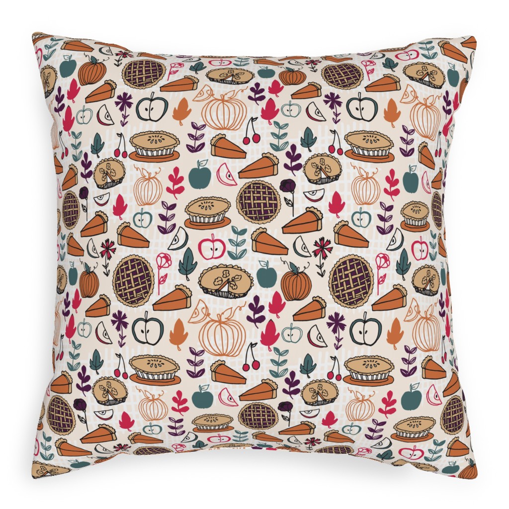 Thanksgiving Apple and Pumpkin Pies Pillow, Woven, Black, 20x20, Single Sided, Multicolor