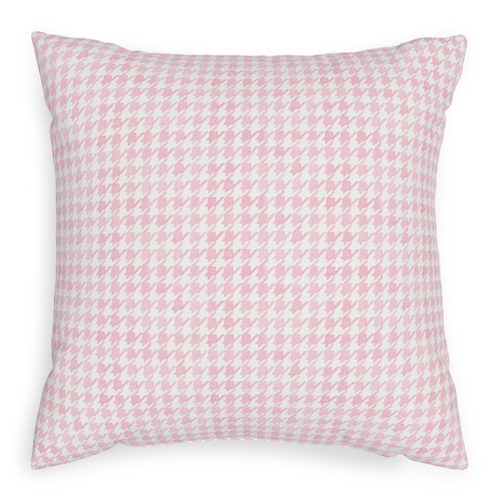 Happy Houndstooth Pillow, Woven, Black, 20x20, Single Sided, Pink, Pearl