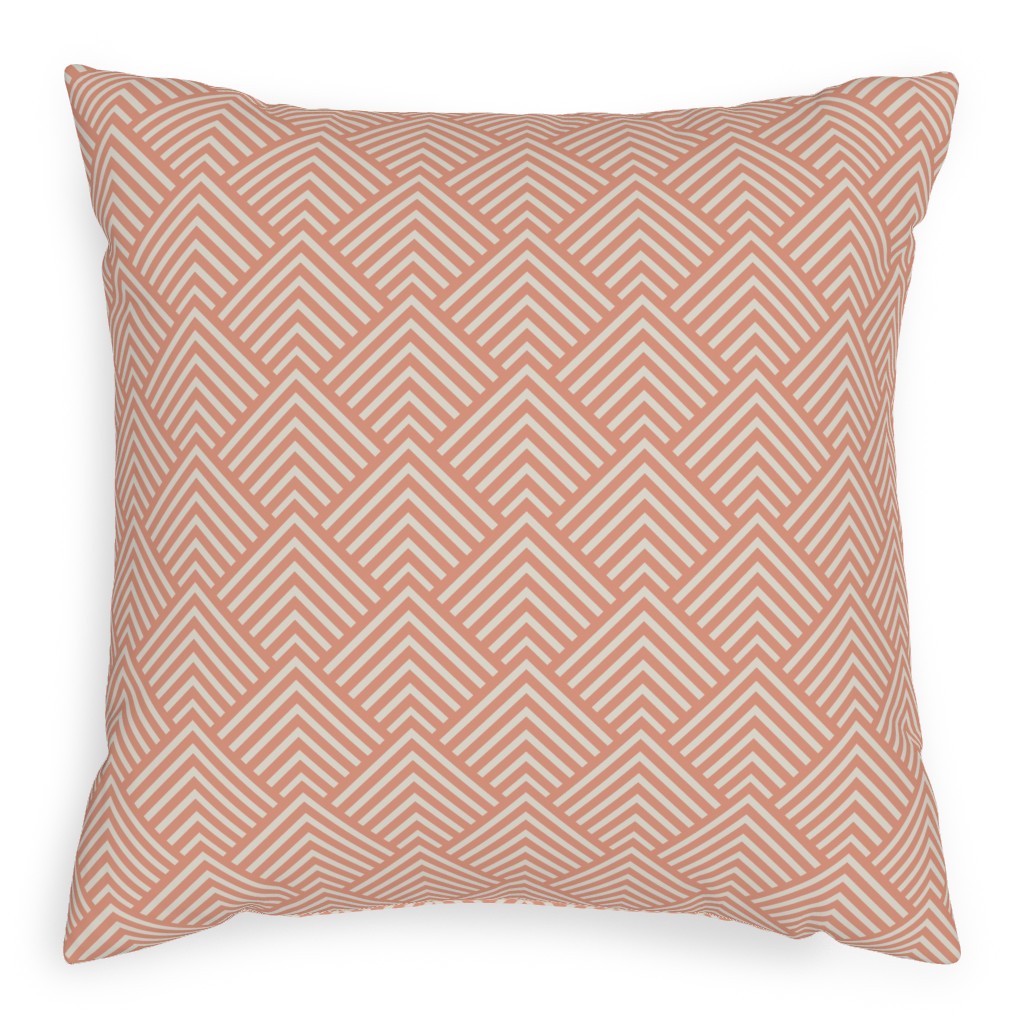 Mod Triangles - Blush Pillow, Woven, Black, 20x20, Single Sided, Pink