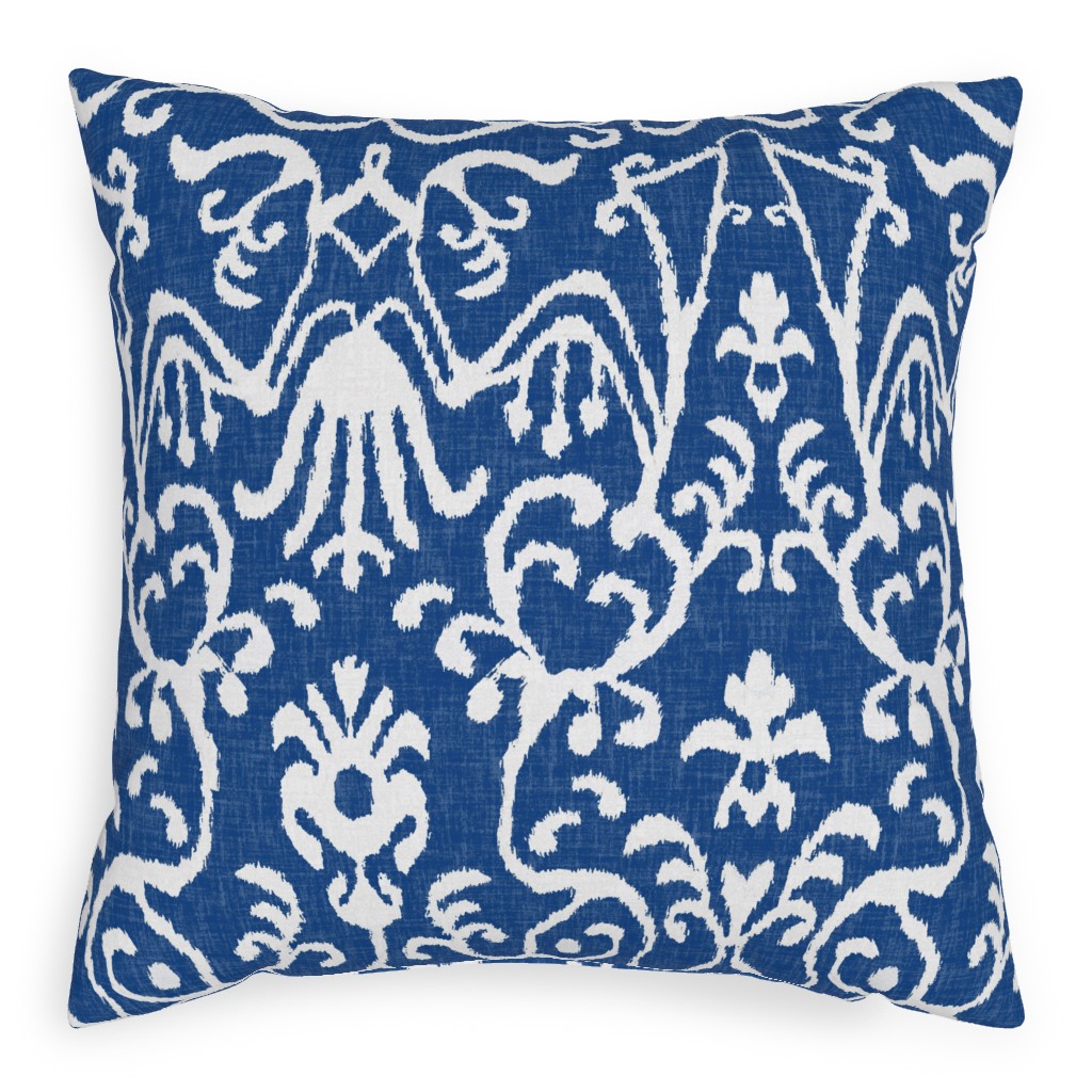 Lucette Ikat - Navy Pillow, Woven, Black, 20x20, Single Sided, Blue