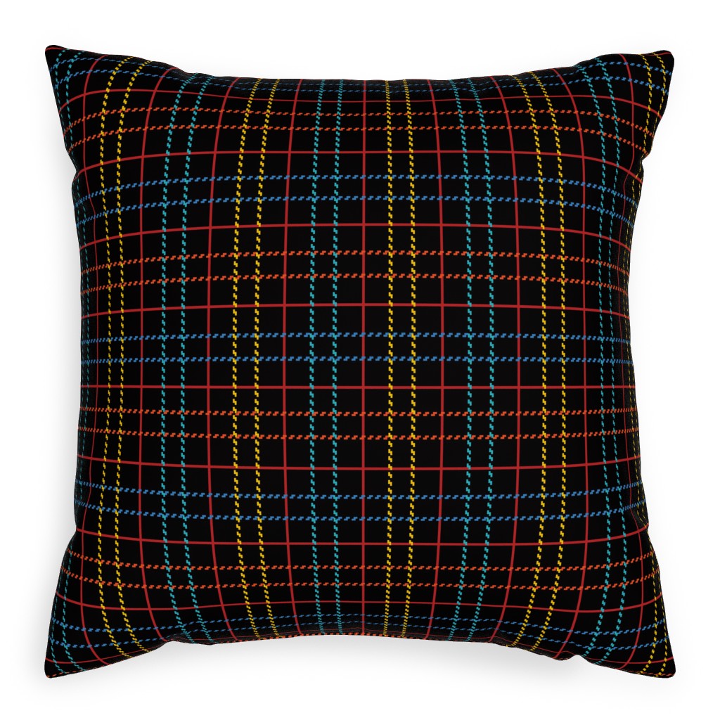 Grid Plaid - Dark Multi Pillow, Woven, Black, 20x20, Single Sided, Black