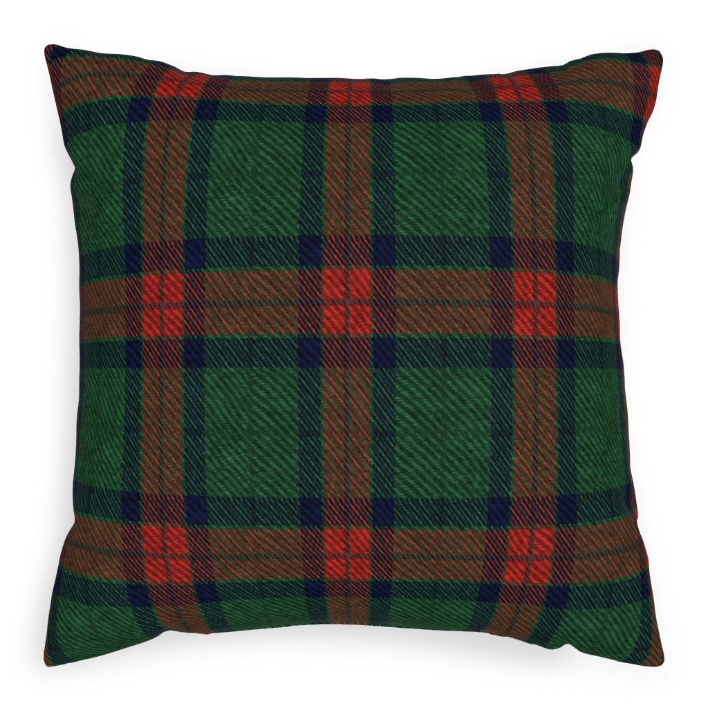 Holiday Tartan Pillow, Woven, Black, 20x20, Single Sided, Green, Classic Green