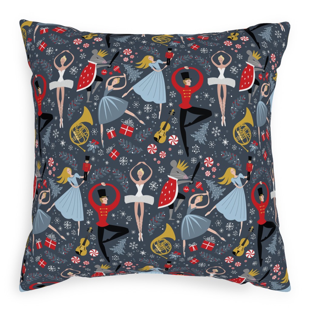 Clara's Nutcracker Ballet Pillow, Woven, Black, 20x20, Single Sided, Multicolor