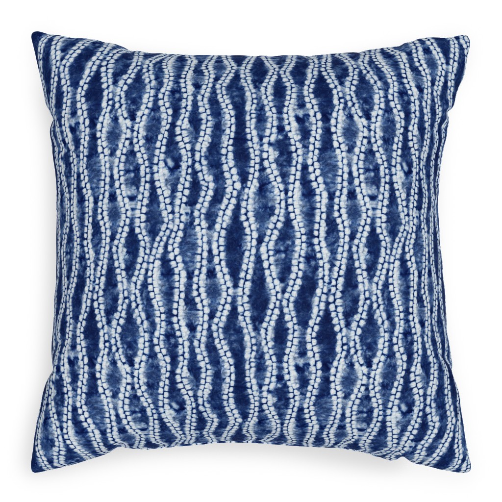 Shibori Ripples - Blue Pillow, Woven, Black, 20x20, Single Sided, Blue