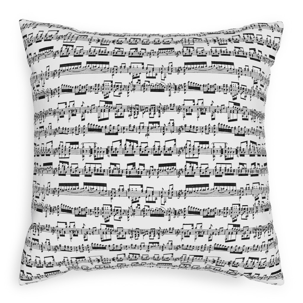 Sheet Music Pillow, Woven, Black, 20x20, Single Sided, Black, White
