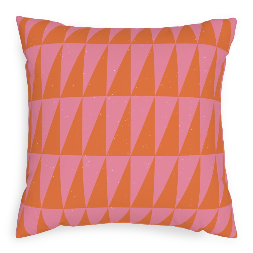 Dual Traingles - Pink Pillow, Woven, Black, 20x20, Single Sided, Pink, Bright Pink
